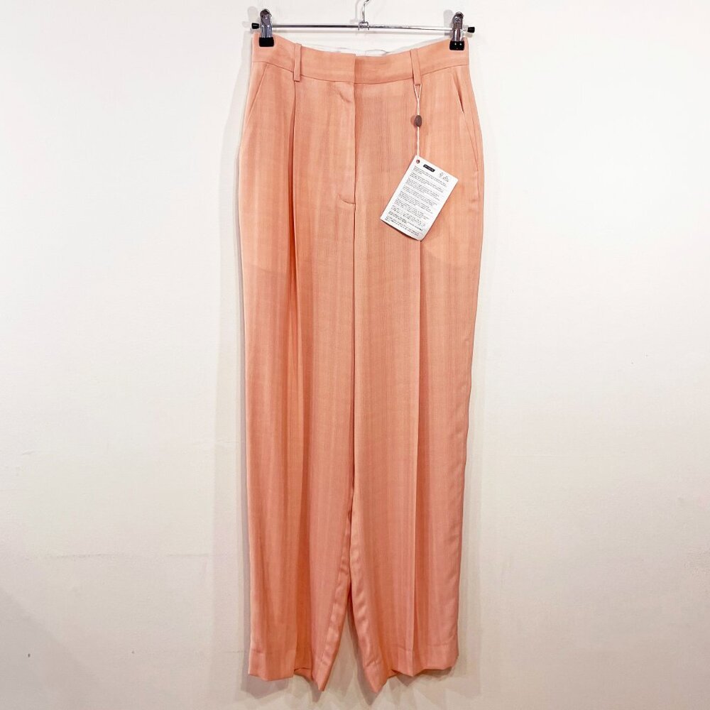 New Sandro Felix Viscose Wide Leg Trouser Salmon Pink 36, Small $295 - Picture 3 of 8
